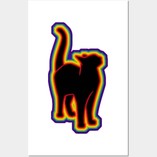 LGBTQ+ rainbow CAT silhouette Posters and Art